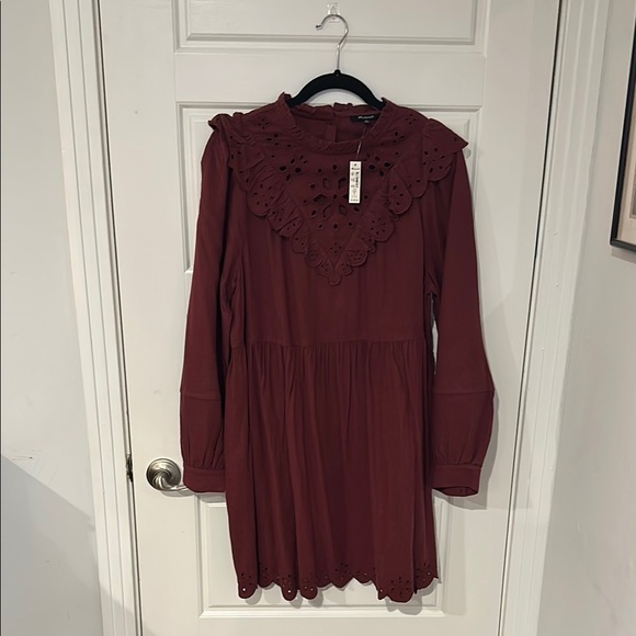 NWT Madewell Chic Burgundy Eyelet Dress - Picture 9 of 9